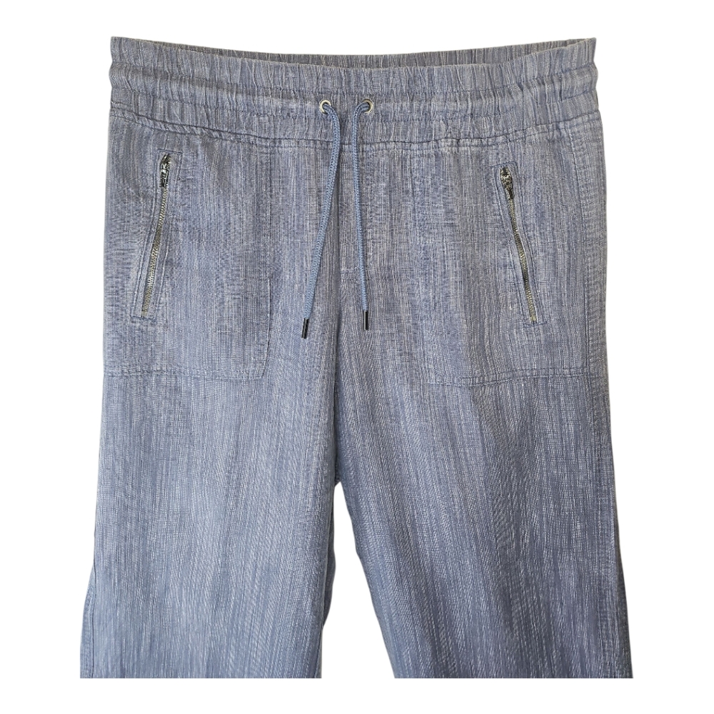 ATHLETA Cabo Blue Chambray Wide Leg Linen Pants Size 10 - Picture 2 of 6